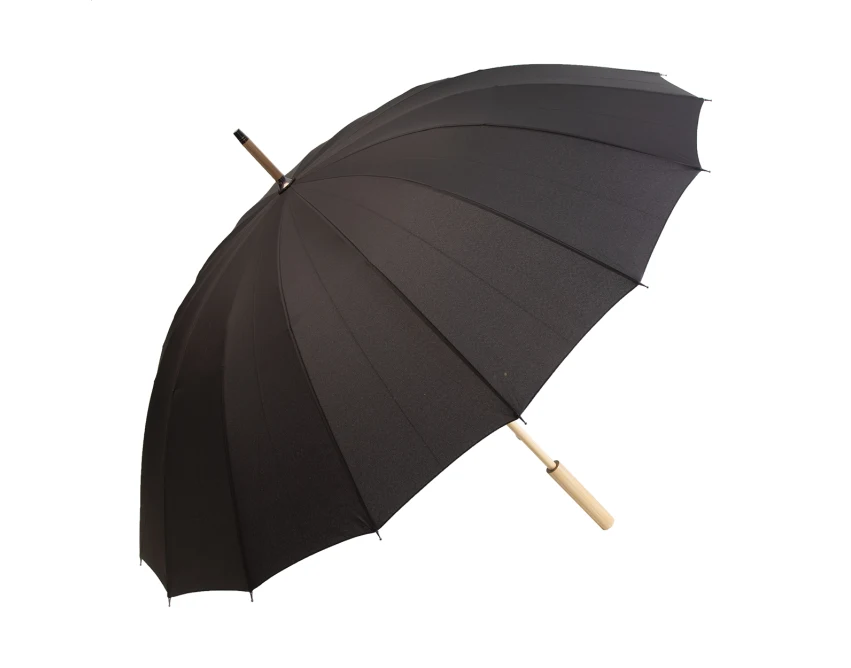Parasol z drewnianą rączką rPET, 16 paneli
