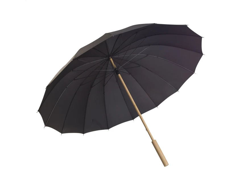 Parasol z drewnianą rączką rPET, 16 paneli