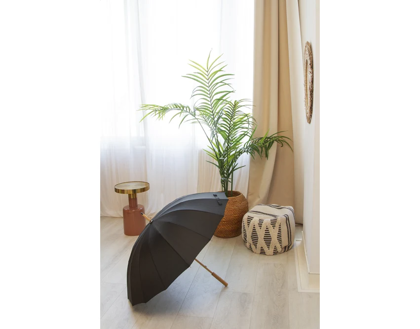 Parasol z drewnianą rączką rPET, 16 paneli