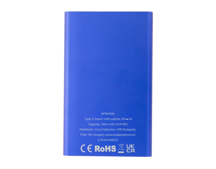 Eko powerbank 4000 mAh aluminiowy USB-C niebieski