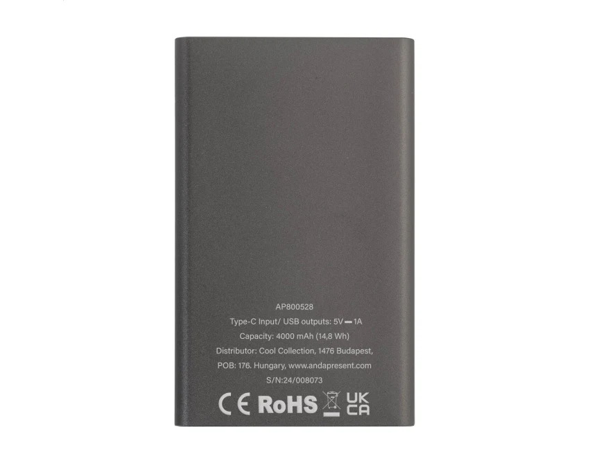 Power bank aluminiowy 4000 mAh z grawerem logo