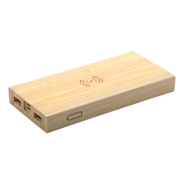 Power bank bambusowy 6000 mAh z ładowaniem indukcyjnym