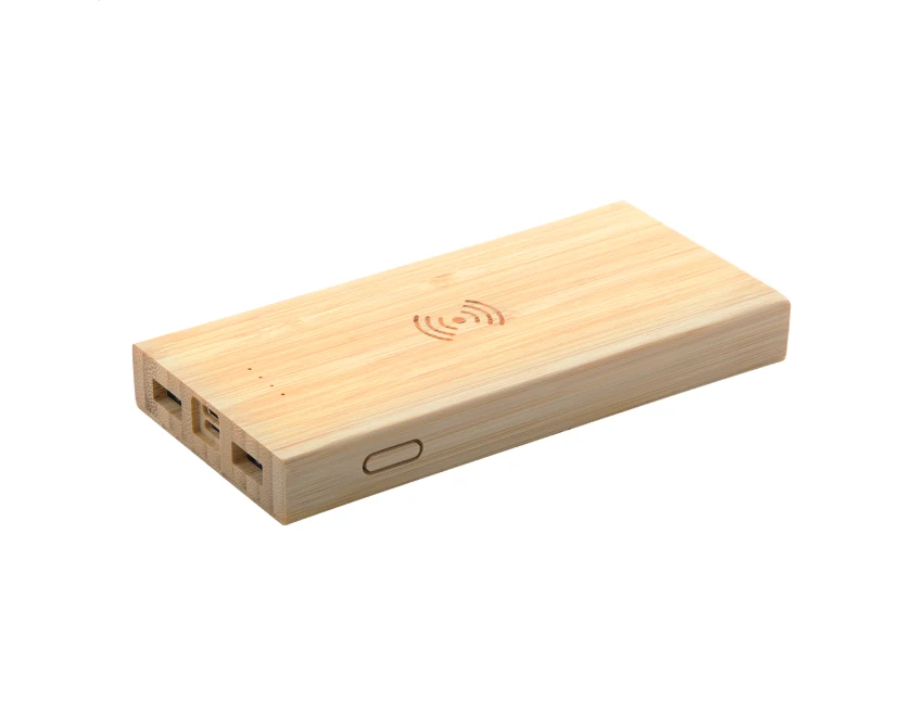 Power bank bambusowy 6000 mAh z ładowaniem indukcyjnym