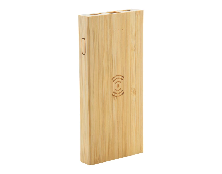 Power bank bambusowy 6000 mAh z ładowaniem indukcyjnym