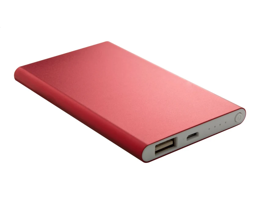 Power bank aluminiowy 4000 mAh czerwony z grawerem