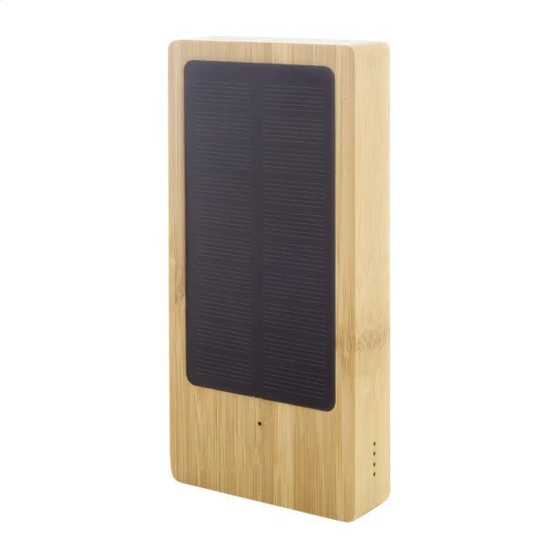Bambusowy power bank solarny 8000 mAh, USB-C