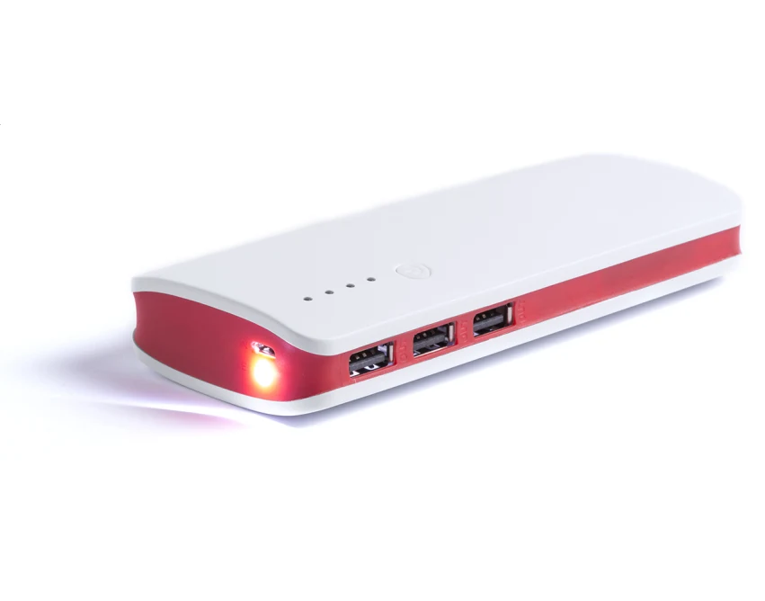 Mocny powerbank do telefonu 10 000 mAh biało-czerwony