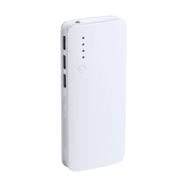 Power bank 10 000 mAh z logo biały kolor, 3× USB