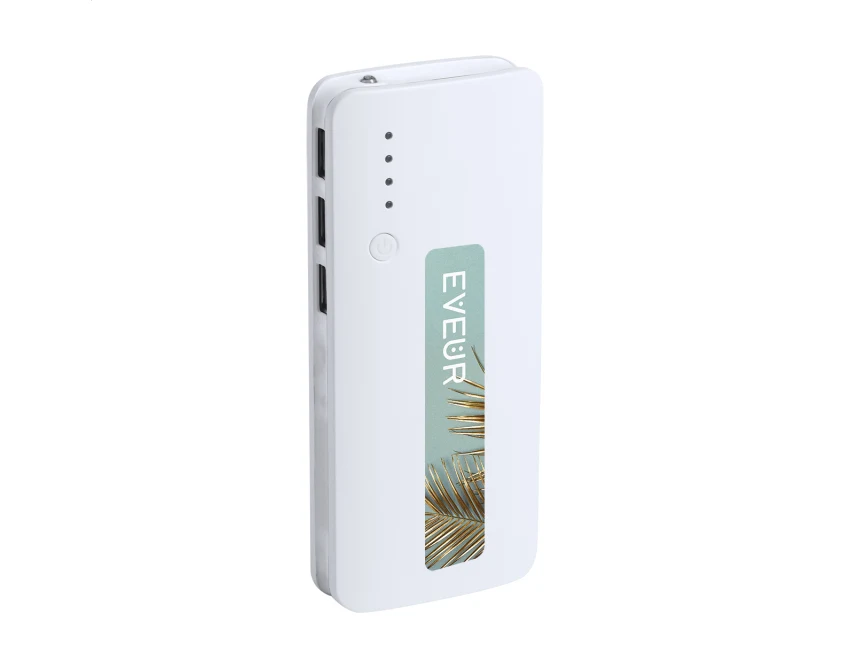 Power bank 10 000 mAh z logo biały kolor, 3× USB