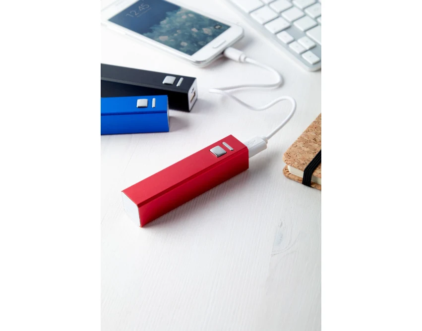 Power bank aluminiowy 2200 mAh z grawerem czerwony