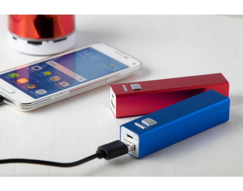 Power bank aluminiowy 2200 mAh z grawerem czerwony