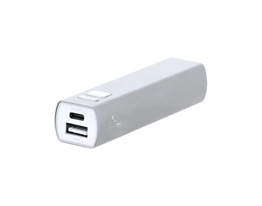 Power bank z grawerem logo aluminium z recyklingu