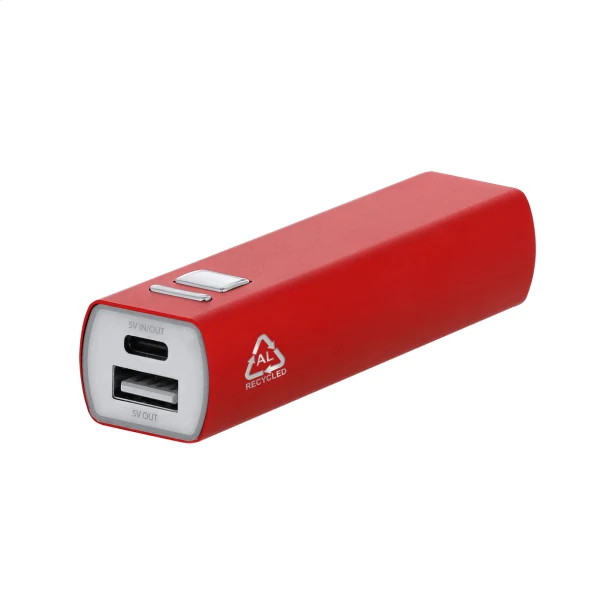 Powerbank z grawerem logo 2600 mAh aluminiowy czerwony