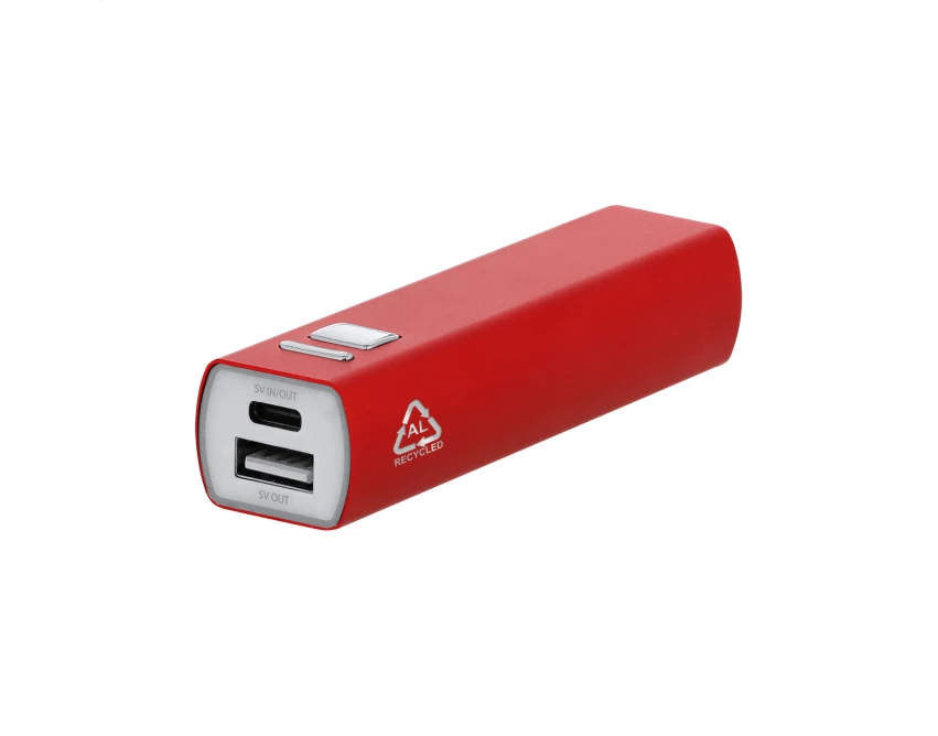 Powerbank z grawerem logo 2600 mAh aluminiowy czerwony