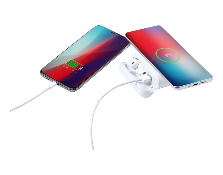 Powerbank 5000 mAh biały z ładowaniem bezprzewodowym