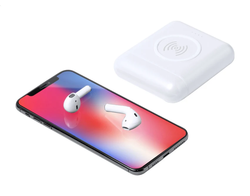 Powerbank 5000 mAh biały z ładowaniem bezprzewodowym