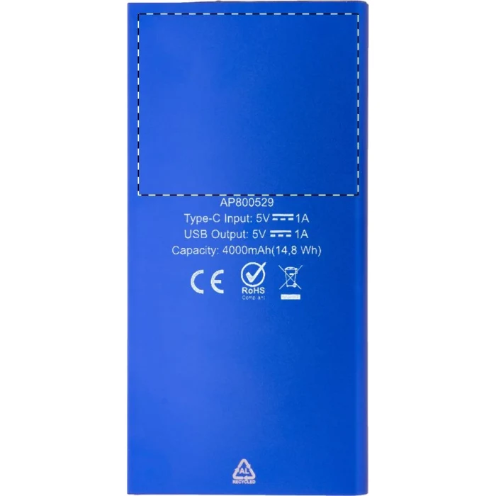 Schemat znakowania dla Grawerowanie laserowe - E3 na gadżecie: Powerbank solarny 4000 mAh niebieski z aluminium