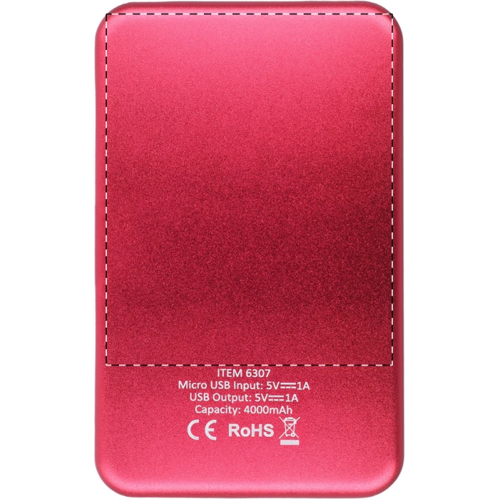 Schemat znakowania dla Nadruk UV (personalizacja) - NUVD na gadżecie: SunFour powerbank solarny czerwony 4000 mAh