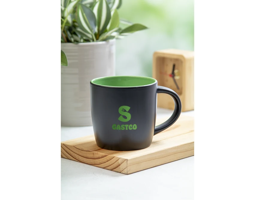 Kubek ceramiczny z grawerem 300 ml – zielone wnętrze