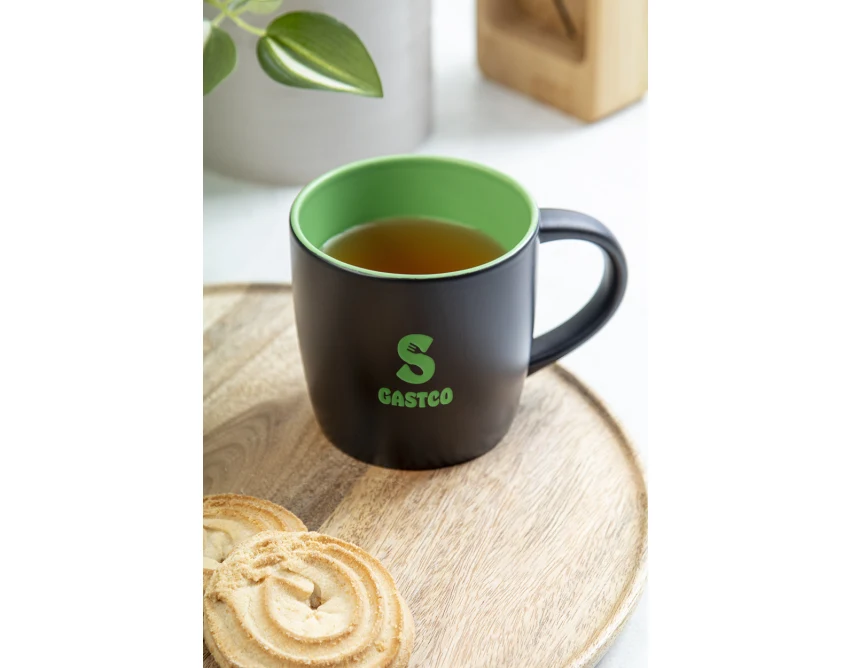 Kubek ceramiczny z grawerem 300 ml – zielone wnętrze