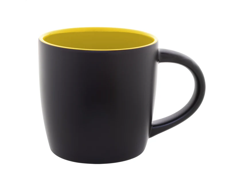 Kubek ceramiczny z grawerem logo 300 ml czarno-żółty