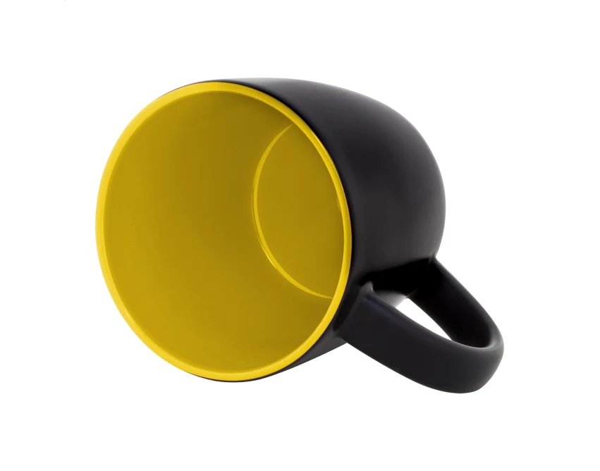 Kubek ceramiczny z grawerem logo 300 ml czarno-żółty