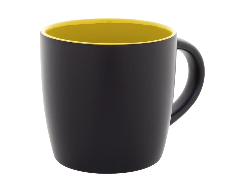 Kubek ceramiczny z grawerem logo 300 ml czarno-żółty