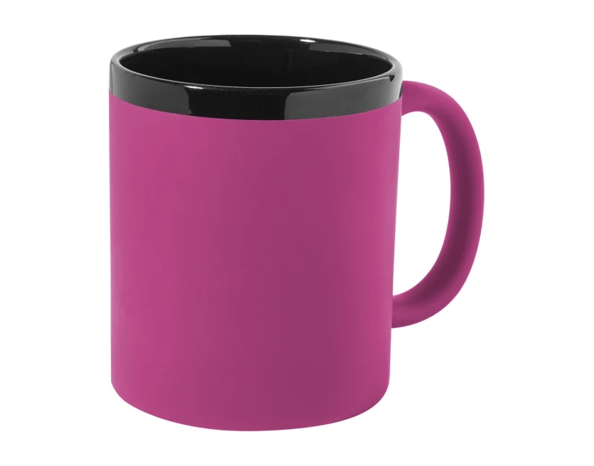 Kubek ceramiczny 300 ml soft touch fuksja z grawerem