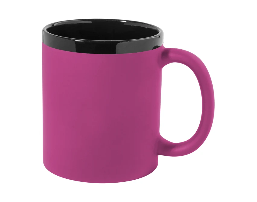 Kubek ceramiczny 300 ml soft touch fuksja z grawerem