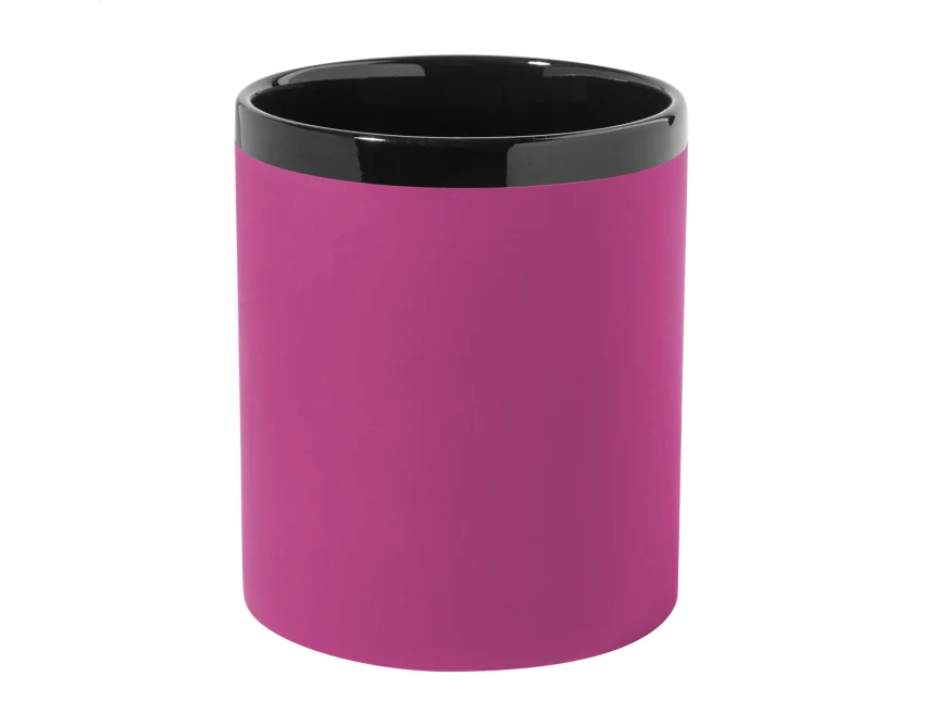 Kubek ceramiczny 300 ml soft touch fuksja z grawerem