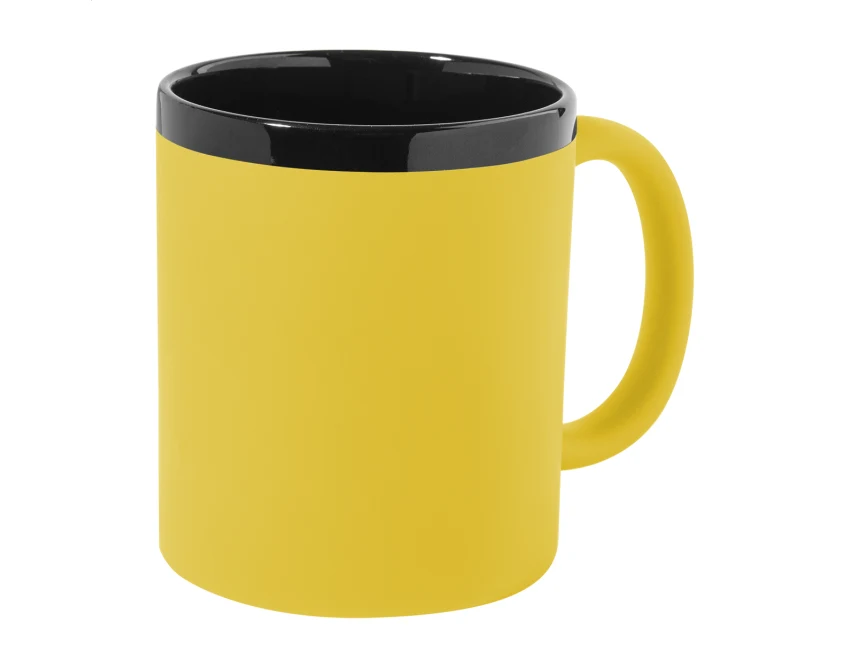 Kubek ceramiczny z grawerem 300 ml soft-touch żółty