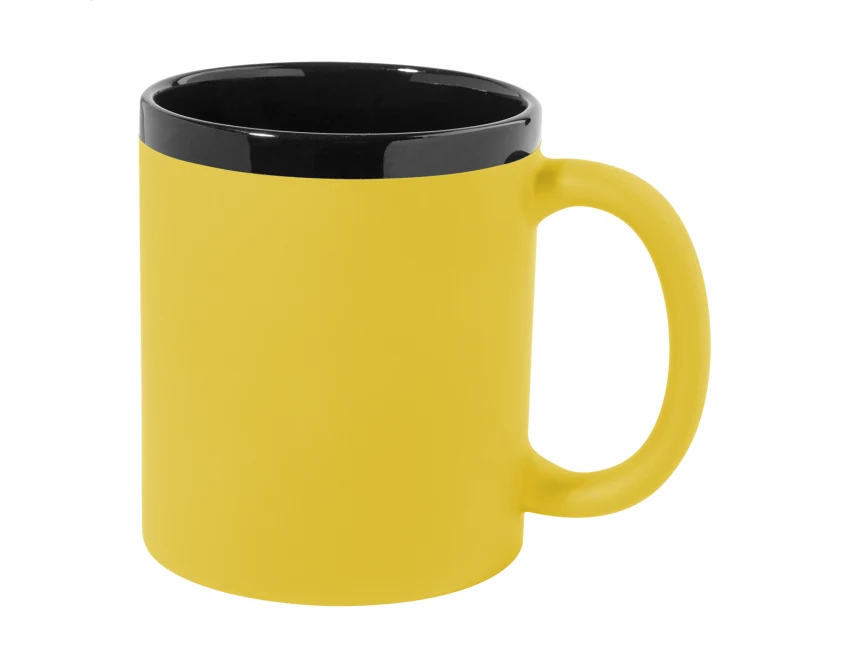 Kubek ceramiczny z grawerem 300 ml soft-touch żółty