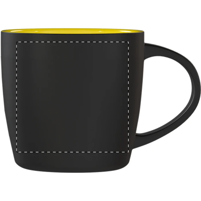 Schemat znakowania dla Grawerowanie laserowe (personalizacja) - NE2 na gadżecie: Kubek ceramiczny z grawerem logo 300 ml czarno-żółty