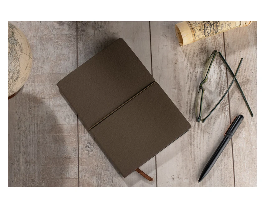BUMI notes A5 z logo, brązowy z okładką PU