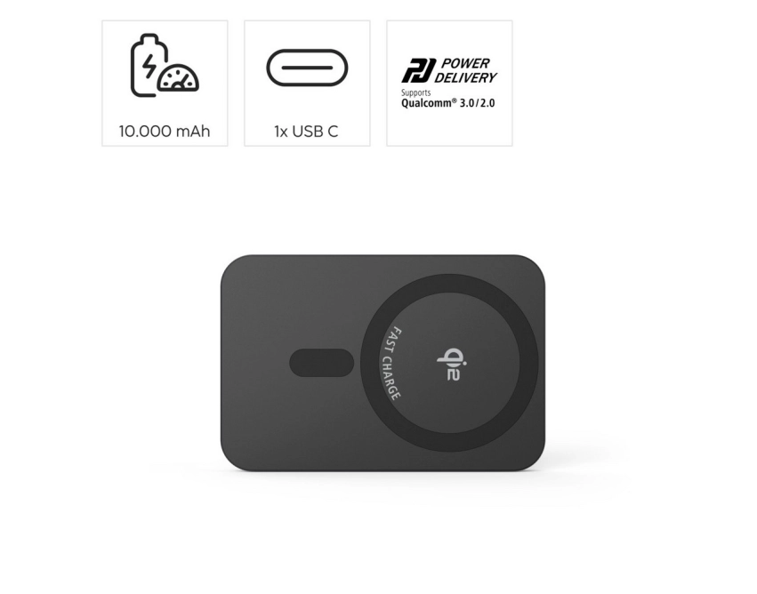 Magsafe powerbank 10000 Hama aluminiowy Qi 15 W