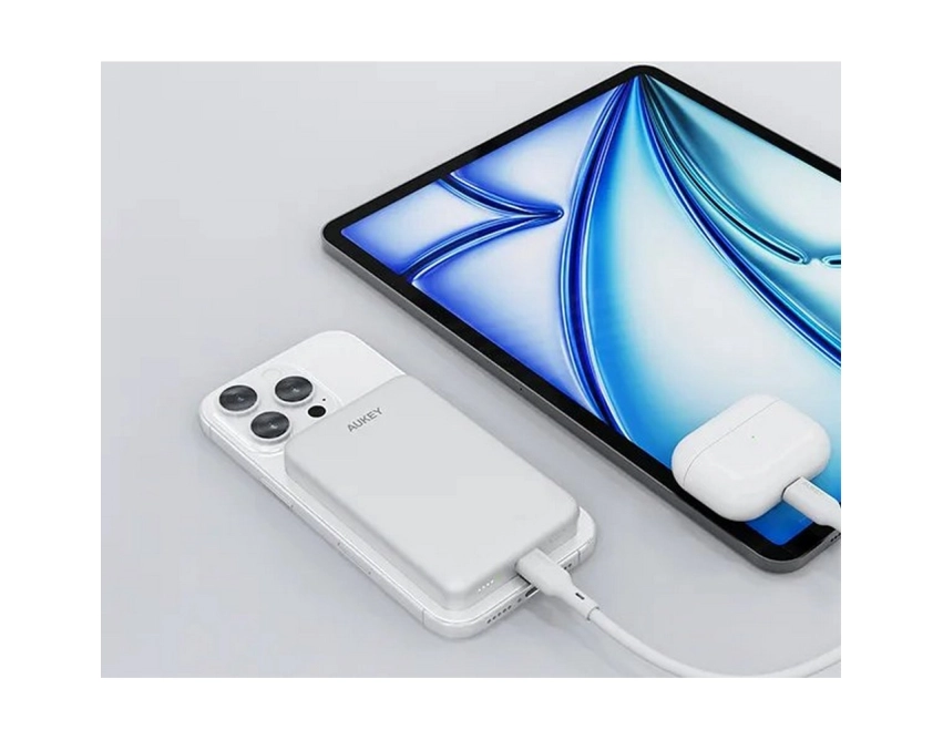 Aukey powerbank MagSafe 10000 mAh srebrny 15 W