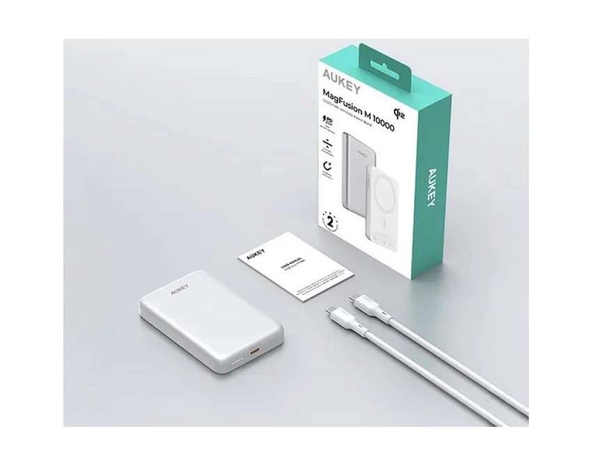 Aukey powerbank MagSafe 10000 mAh srebrny 15 W
