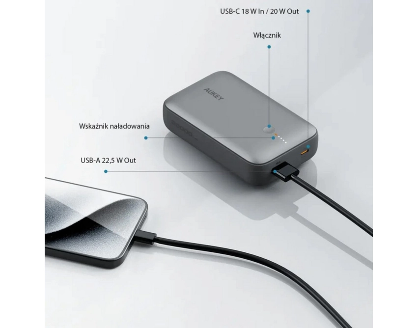 Mocny powerbank Aukey 20000 mAh grafitowy PD
