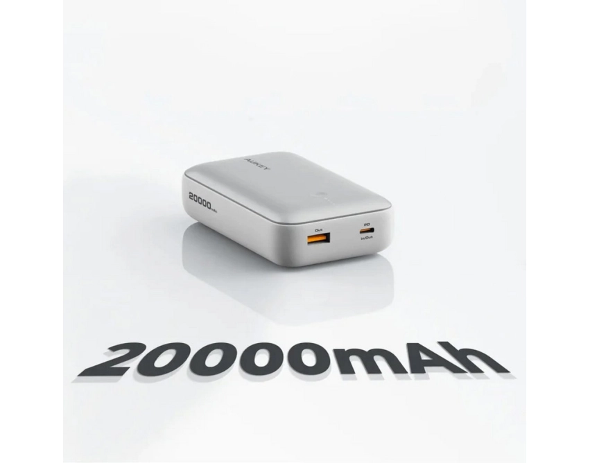 Aukey power bank 20000 mAh srebrny USB-C 22,5 W