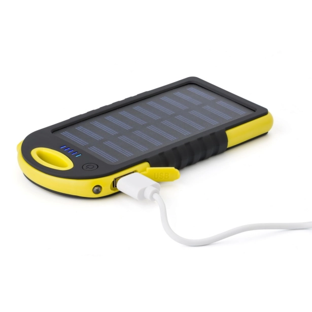 Powerbank solarny 4000 mAh żółty z latarką