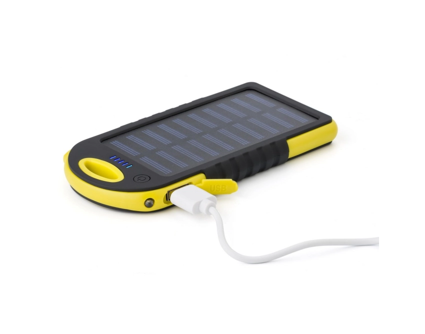 Powerbank solarny 4000 mAh żółty z latarką