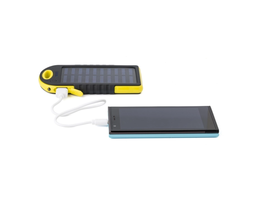 Powerbank solarny 4000 mAh żółty z latarką