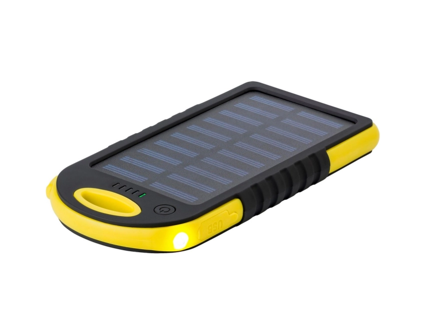 Powerbank solarny 4000 mAh żółty z latarką