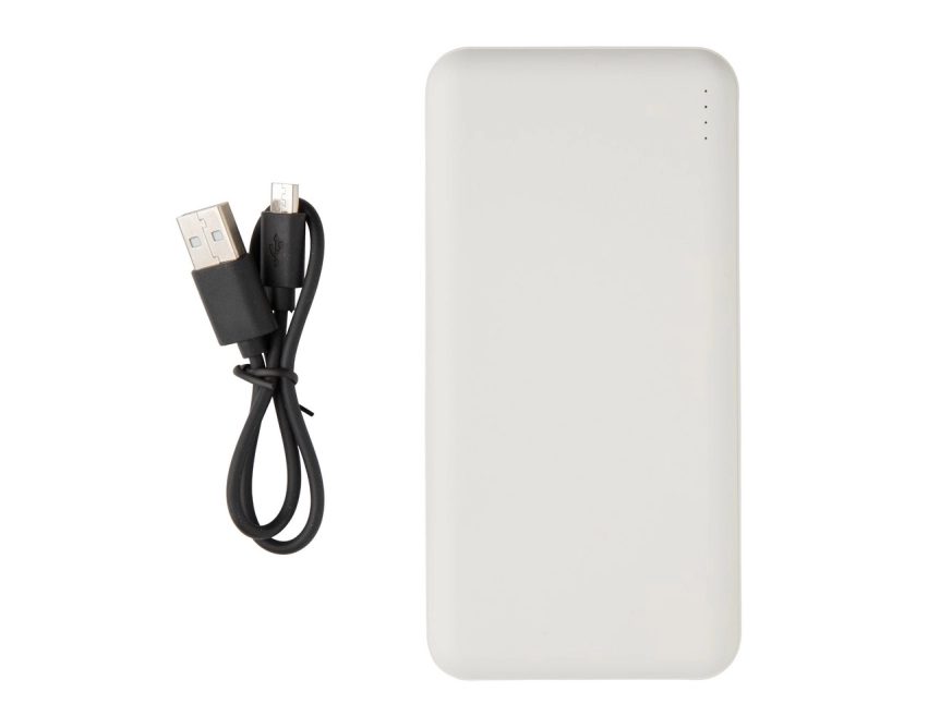 Power bank 10000 mAh z logo biały z diodami LED