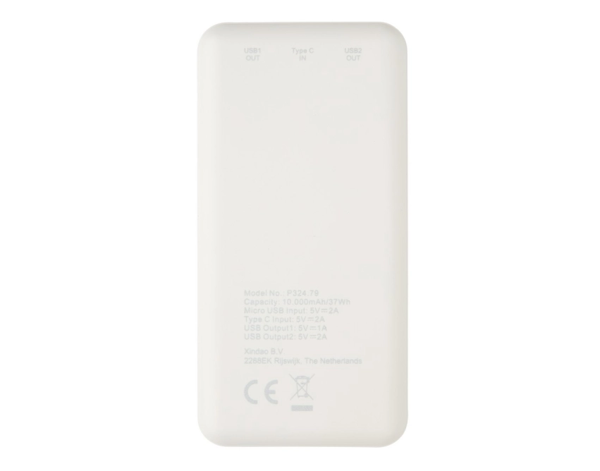Power bank 10000 mAh z logo biały z diodami LED
