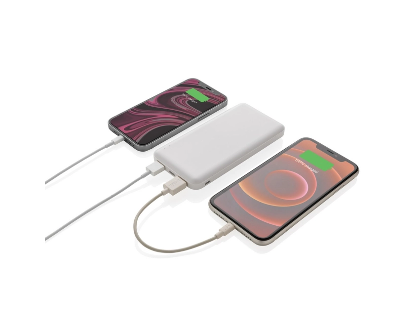Power bank 10000 mAh z logo biały z diodami LED