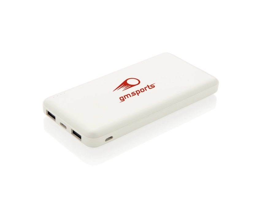 Power bank 10000 mAh z logo biały z diodami LED