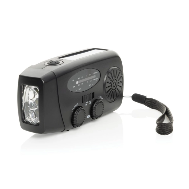 RescueWave solarny powerbank radio LED czarny RABS