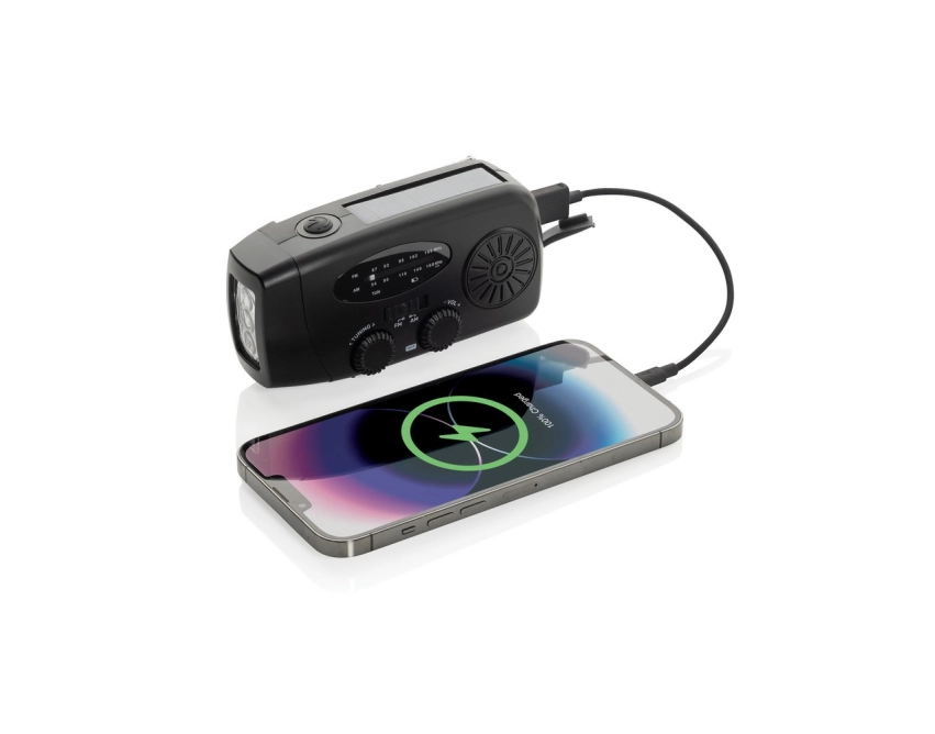 RescueWave solarny powerbank radio LED czarny RABS
