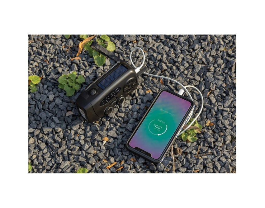 RescueWave solarny powerbank radio LED czarny RABS